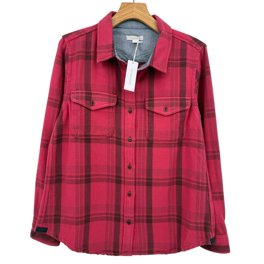 Outerknown Women's Flannel Blanket Shirt in Plaid Dusty Red Cusco Size XS/S